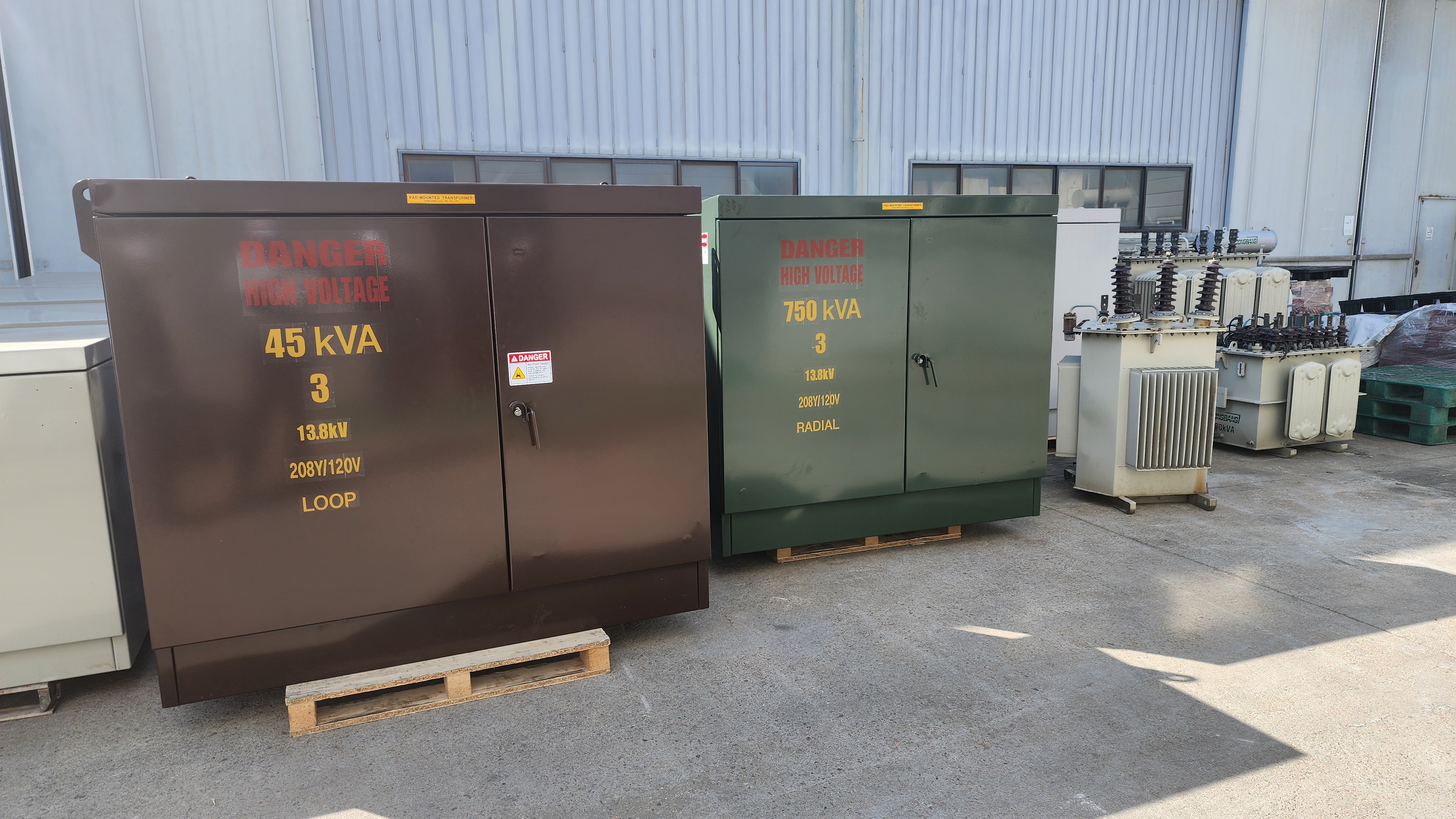 Pad-mounted transformer side view
